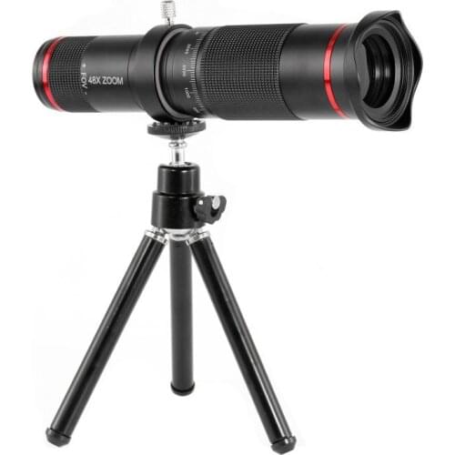 48X Telescope With Mobile Phone Metal Clip Double Focus Remote Photography High-Definition External Camera Camping Monocular