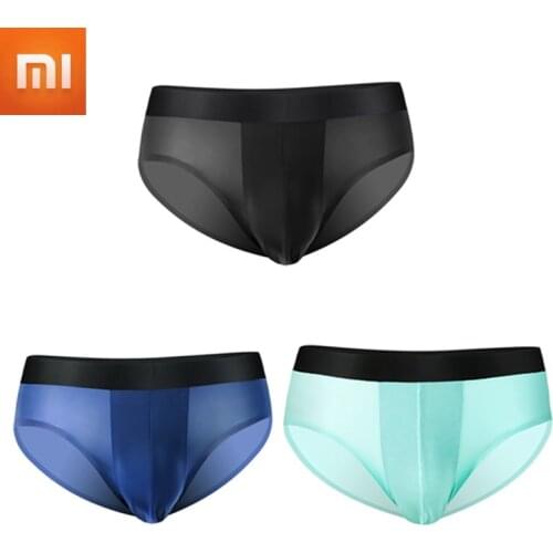 3pcs Xiaomi Sexy Mens Underwear Ice Silk Ultra-thin Men Briefs Low Waist Transparent Sexy Shorts U Convex Triangle Underpants