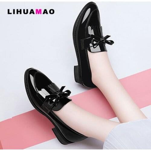 LIHUAMAO Tassel Penny loafers for women dress shoes slip on work party ladies flat shoes comfort pointed toe shoes