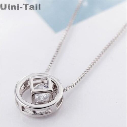 Uini-Tail hot new 925 sterling silver round geometry cube necklace Korean fashion tide flow high quality jewelry GN611