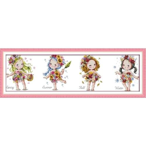 YZXINYUAN Flower girl Patterns Counted Cross Stitch Cross Stitch Set Wholesale Cartoon Cross-stitch Kit Embroidery Needlework
