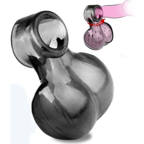 Delay ejaculation ball stretcher scrotum bondage bag sex toys for men penis testicle cock sleeve soft cockring ballstretcher