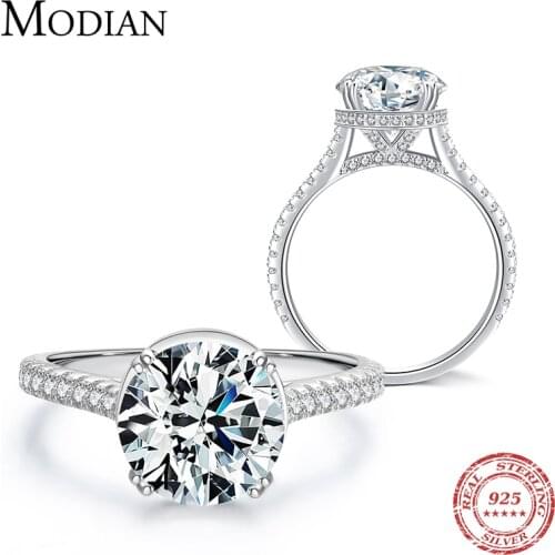 Modian Real 925 Sterling Silver Exquisite Luxury 3ct Ten Hearts Zircon Rings For Women Wedding Engagement Fine Female Jewelry