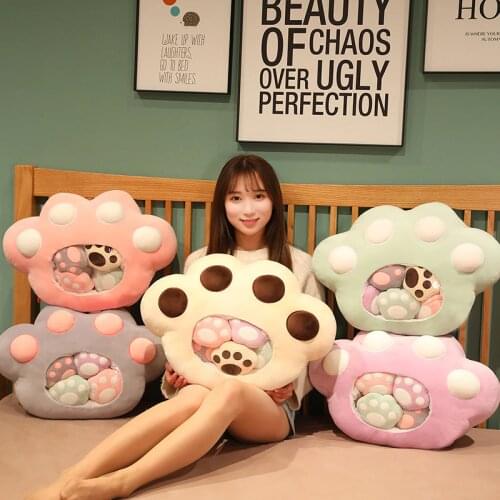 1pc 50CM Creative Kawaii 5pcs A Bag Of Cat Paw Toys Animals Doll Bear Paw Plushie Pillow Sofa Bed Cushion Children Girls Gift