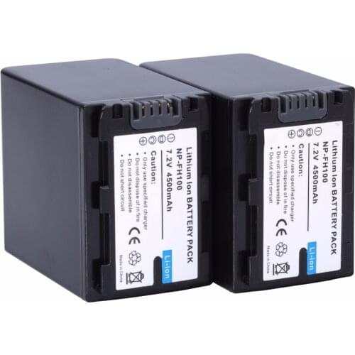 2Pcs Probty NP-FH100 NP FH100 Battery for Sony DCR-DVD405 407E 410E 450 602E 650E DCR-HC96 DCR-SR85 HDR-HC9 HDR-UX20 HDR-SR12
