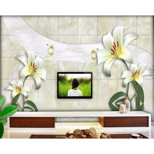 Beibehang Customized Wallpaper 3D Mural Modern Fashion Three-dimensional Lily Living Room Bedroom Background papel de parede