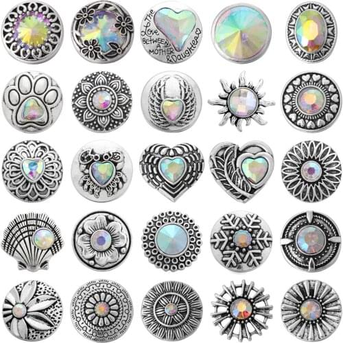 5pcs/lot Snap Button Jewelry Ginger Charms 40 Style AB Crystal Rhinestone Snap Buttons Fit 18mm Snap Bracelet Necklace for Women