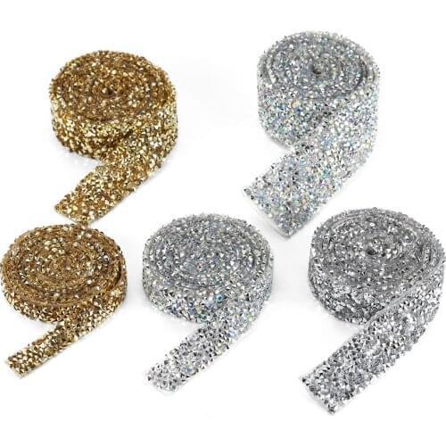 1 Yard Sewing Trim Crystal Motif Strass Hot Fix Rhinestone Tape Applicator Ribbon With Rhinestones Iron On Appliques For Dresses