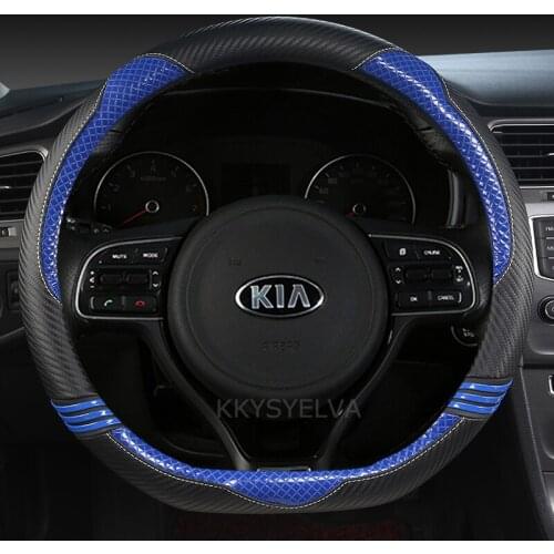 Leather Sport Car Steering Wheel Cover for Kia SELTOS SUV 2019 2020 2021 KX3 Auto Accessories