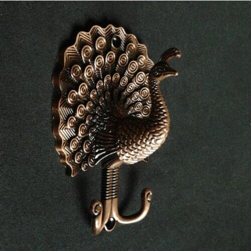 Peacock Decorative Wall Hook Metal Wall Hooks Antique Brass Curtain Tie Backs Hardware Hat Hanger Coat Rack Hangers Home Decor