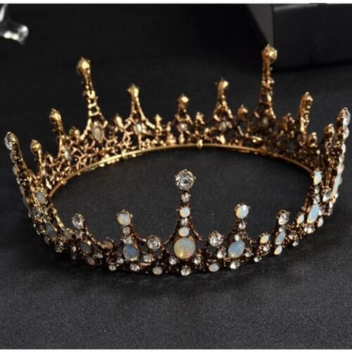 DIEZI Baroque Vintage Crystal Wedding Bridal Tiaras Hairband Headpiece Black Princess Pageant Crown Bridal Hair Accessories