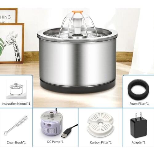 Pets Cat Water Fountain Cat Fountain Ultra-Quiet Pump with Night Light and 3 Carbon Filters 840z/2.5L