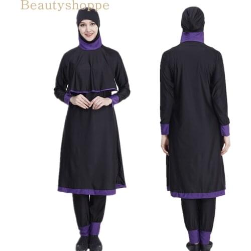 Hijab Womens Swimming Suit Long Full Cover Burkini Muslim Swimwear Ladies Hides Swimsuit Woman Islamic Swim Wear Modest Bathing