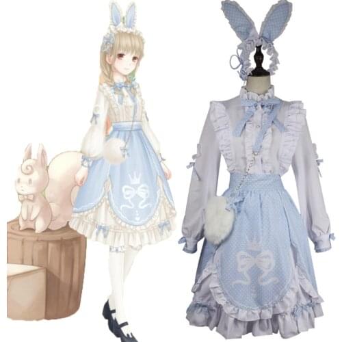 Game Miracle Nikki Cosplay Costume Nikki Cosplay Kawaii Lolita Dress Halloween Christmas Party White Rabbit Sugar Dress