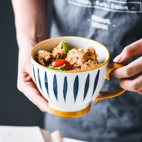 Ceramic Cup Oatmeal Cup Breakfast Cup Large Capacity Water Cup Home Cup Office Afternoon Tea Cup 490ML