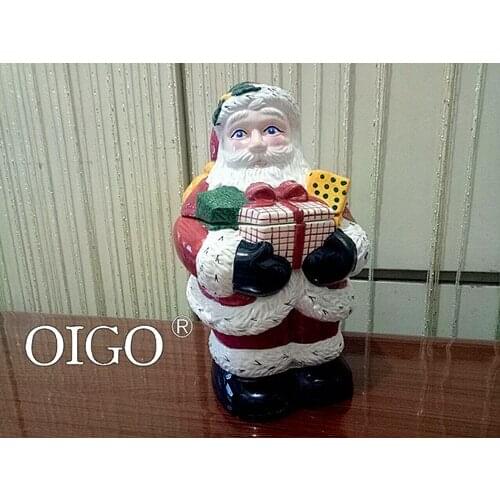 Ceramic Crafts Big Eyes Santa Claus Storage Jar Snack Jar Cookie Jar Chirstmas Gift