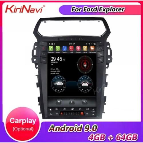 KiriNavi Android 9.0 Vertical Screen Tesla Style 12.1" Touch Screen Car Radio DVD For Ford Explorer Gps Navigation Auto Radio 4G