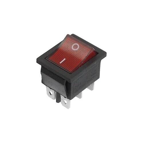 Red Button 6 Pins DPDT On-On Snap in Boat Rocker Switch AC 250V 15/30A