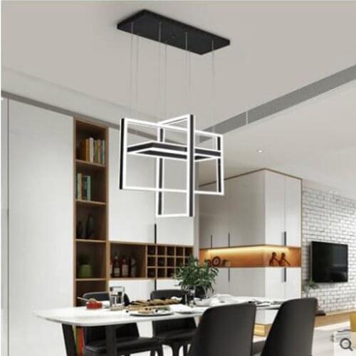 L Modern minimalist living room lamp restaurant studio study led rectangular chandelier personality acrylic art lamps