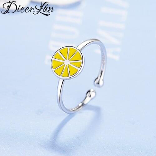 Summer Boho Silver Color Lemon Round Rings for Women Wedding Jewelry Ladies Adjustable Size Finger Rings Anillos
