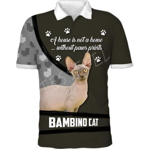 Tessffel Cute Various Kinds Cat Summer Mens 3D Print Polo Shirts Streetwear Short Sleeve Man T-Shirt Casual Clothing Style-52