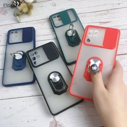 Matte Shockproof Ring Stand Phone Case For Samsung Galaxy F62 M62 Slide Camera Lens Protection Cover For Samsung Quantum 2 Shell