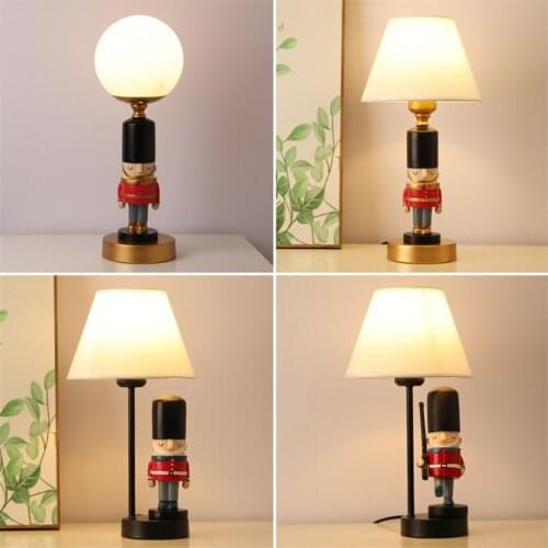 Cartoon Soldier Childrens Room Table Lamps Bedroom Bedside Decoration Table Lights Study Room Dressing Table Kid Room Lamps E27