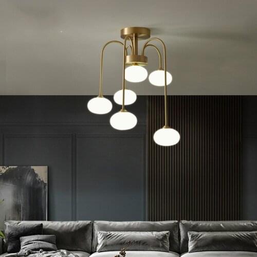 Nordic Copper Modern Minimalist LED Chandelier New Creative Personality Guest Restaurant Lamp Home Atmosphere Hall Lamps