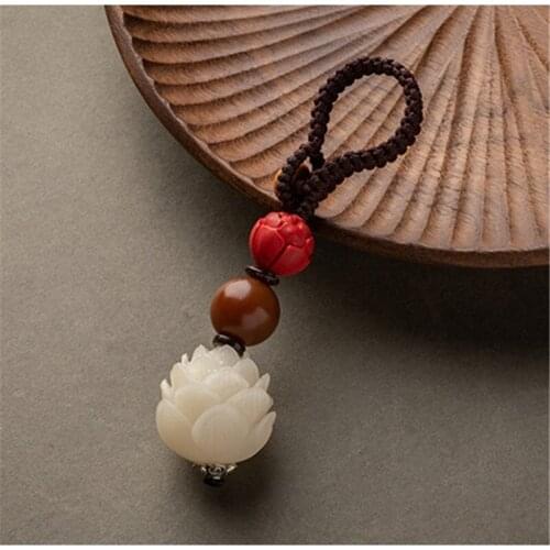 New Buddhist Keychain Carved Bodhi Lotus Flower Keyring Spiritualist Car Key Ring Gift For Friend MEN WOMEN fashion llaveros