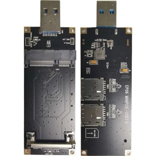Minipcie to USB3.0 adapter with 2*SIM card slot for 3G 4G minipcie module EP06-E EM909S-120 MC7455 EG25-G EC25-E SIM7600E-H