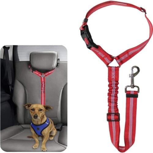 Dog Cat Safety Seat Belt Strap Car Headrest Restraint Adjustable Nylon Dog Vehicle Seatbelts for Harness Collar Pet Supplies