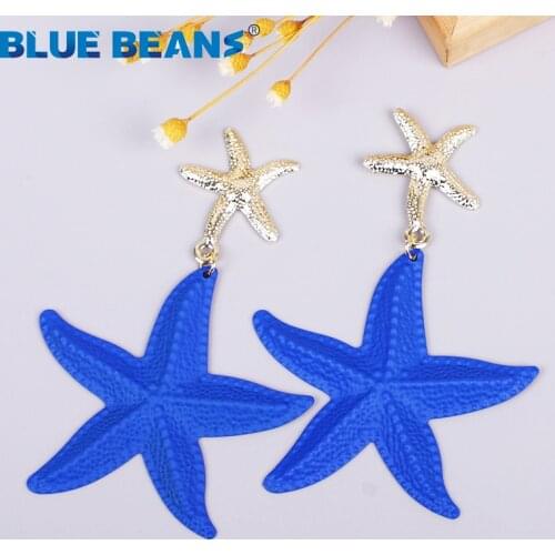 Bohemia Jewelry Statement Starfish Earrings For Women star Drop Earring Fashion Metal Geometric blue multicolor Simple Earing