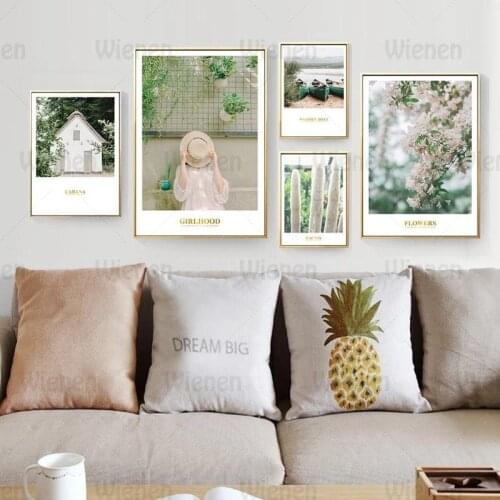 Nordic Posters And Prints Little Fresh Cactus Girlhood Cabana Flowers Wooden Boat Pictures Wall Art Canvas Painting Home Decor