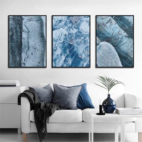 Modern Abstract Wall Art Canvas Painting Vintage Blue Marble Posters And Prints Nordic Wall Pictures Living Room Home Decoration