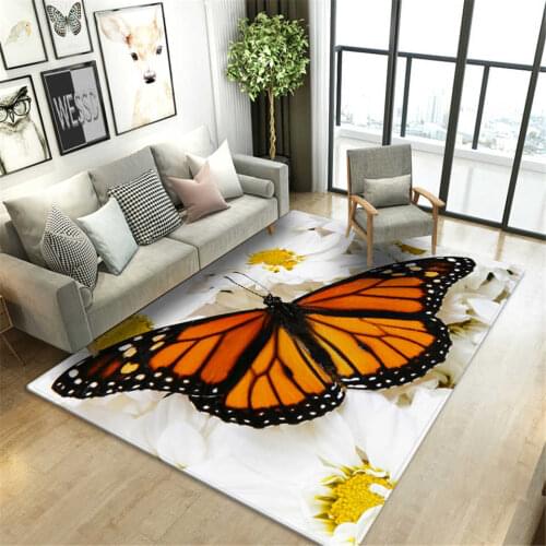 Modern 3D Butterfly Floor Mat For Living Room Large Microfiber Carpet Soft Bedroom Bedside Mat Coffee Table Rug Kitchen Mat