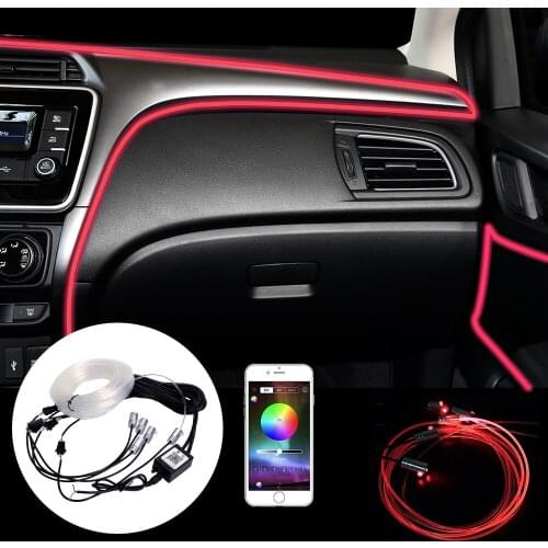 Car-styling Fiber Optic Atmosphere Lamps App Control 6 Meter Car Interior Light Remote Control RGB