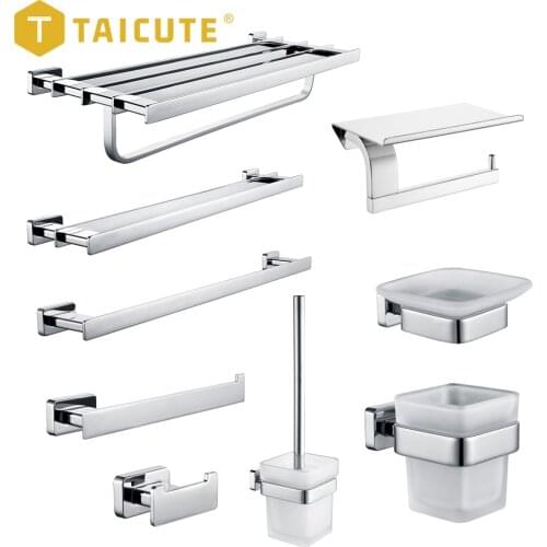 JOYFAN G Bathroom Towel Rack Shelf with Bar Wall Mount Toilet Paper Holder Towel Ring Coat Jacket Hook Bath Accessories Set