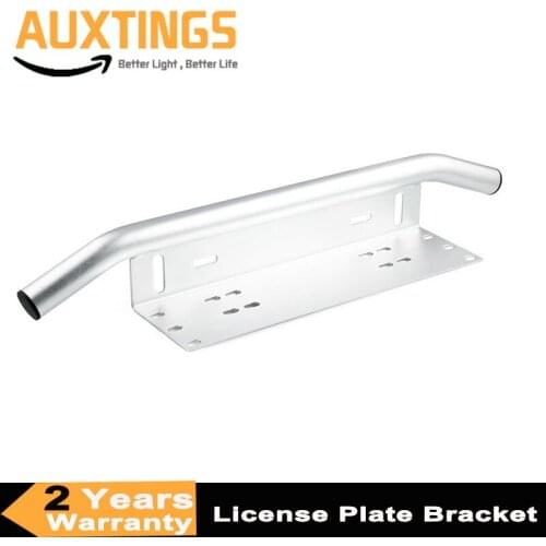 Universal Silver Bull Bar Car SUV Off-road Front Bumper License Plate Mount Bracket Holder Offroad Light Bar