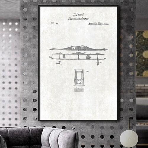 Vintage Suspension Bridge Poster Modern Canvas Paintings Printed Wall Art Pictures Living Room Interior Home Decoration No Frame