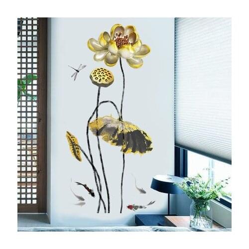 Poster Vintage 55*110cm Flower Wall Sticker Chinese Style Flower Paintings For Living Room Bathroom Wall Decals Art