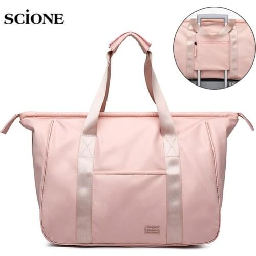 Outdoor Waterproof Nylon Sports Gym Bag On The Trolley Training Fitness Handbag Large Capacity Travel Shoulder Bag X147A