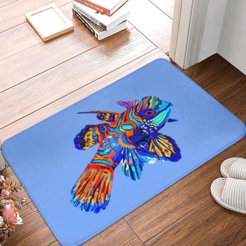 Vibrant Mandarinfish Doormat Carpet Mat Rug Polyester Non-Slip Floor Decor Bath Bathroom Kitchen Bedroom 40*60