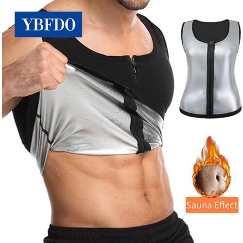 YBFDO 2021 Men Zip Vest Silver ion coating Weight Loss Workout Sports Tank Tops Effect Fat Burning Waist Trainer Slimming Shaper