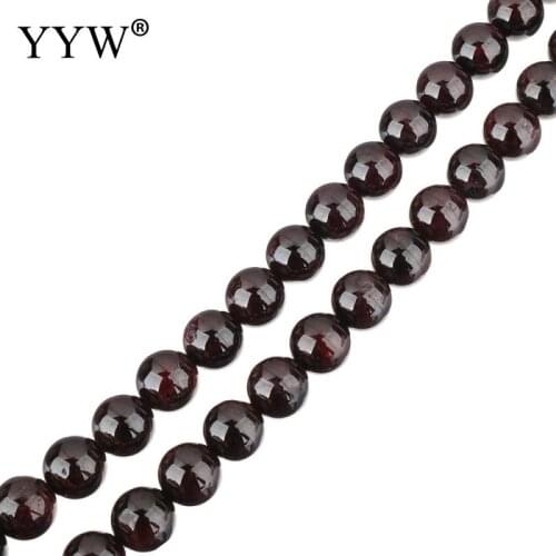 YYW Natural Stone Garnet Beads Beads 4/6/8/10/12mm Round Loose Beads For Jewelry Making Bracelet Necklaces Women Health Gift 15"