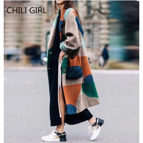 Fashion 2021 Autumn Winter Women Long Coat Letters Printing High Street Stylish Graffiti Casual Quality Windbreaker Trench