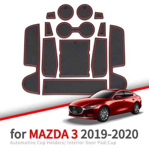 ZUNDUO Anti-Slip Rubber Gate Slot Cup Mat for Mazda 3 2019 2020 Mazda3 Accessories Non-slip mat Rubber Coaster pad
