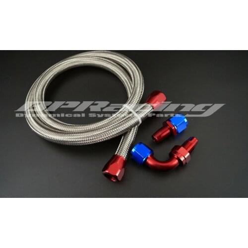 1 Meter AN10 Durable Braided Stainless Steel Racing Fuel Oil Hose Line / 10AN Oil Cooler Hose Line + Fitting