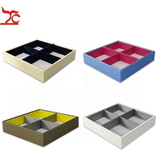 1PC 4 Grids PU Jewelry Display Tray Fashion Color Ring Earring Bracelet Bead Jewelry Display Accessorie Bijoux Box