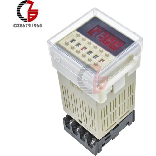 110V 220V 12V 24V PLC Time Relay LED Digital Time Delay Relay 2 Timers Relay Control Switch Cycly Timming with Base for Boiler