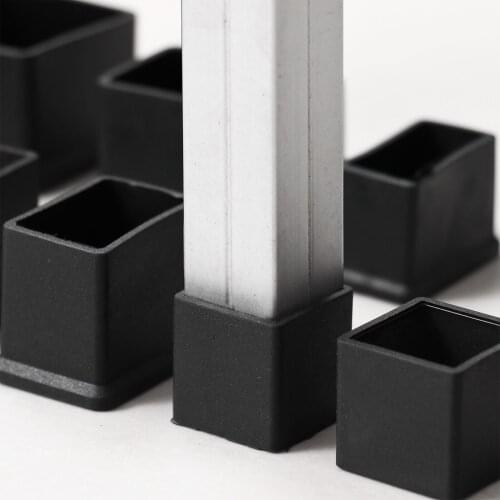 20Pcs Rubber End Caps Square Furniture Leg Feet Pipe Tube Caps Feet Pads Anti Slip Table Chair Leg Cups Wood Floor Protection